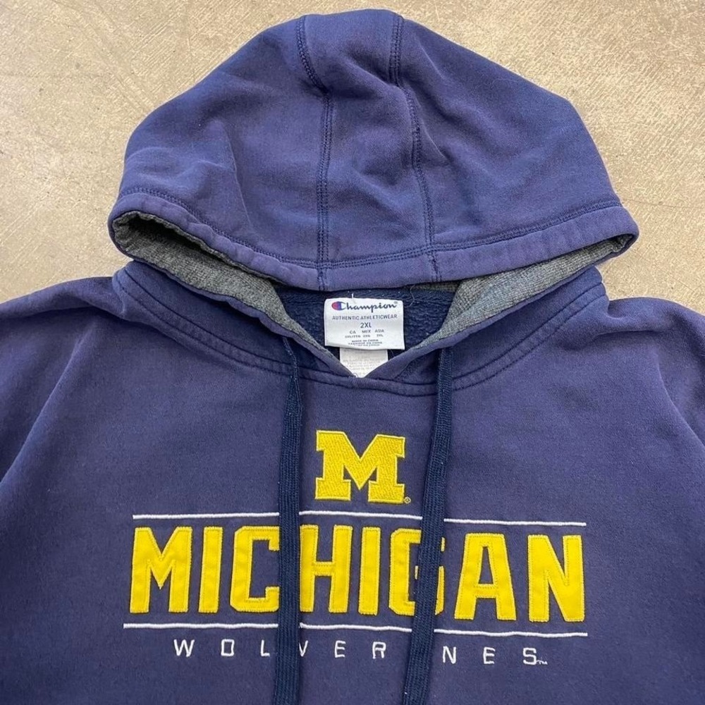 Vintage Michigan Wolverines Champion 2000s College Sportswear Hoodie Size XXL - Picture 2 of 6